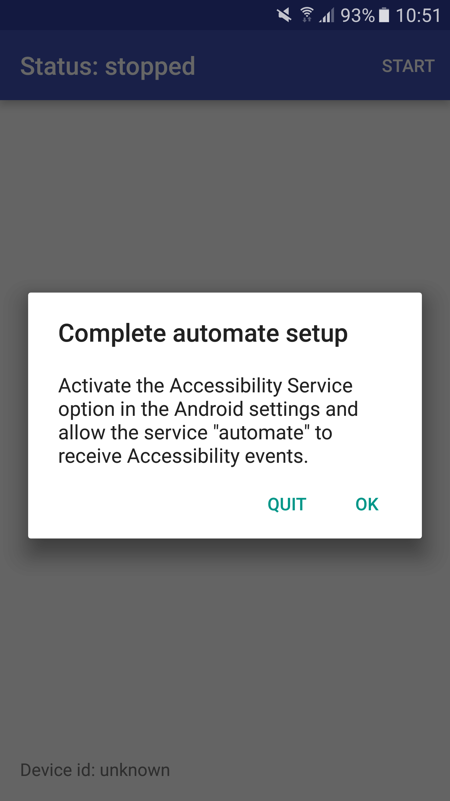 enable accessibility service in Android settings